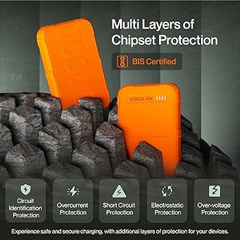 Ambrane Force 10K – 10000mAh Rugged & Slim Power Bank (Orange)