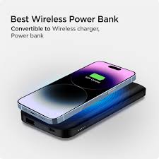Spigen 10000mAh 20W Wireless Power Bank – Sleek, Fast & Reliable (Black)