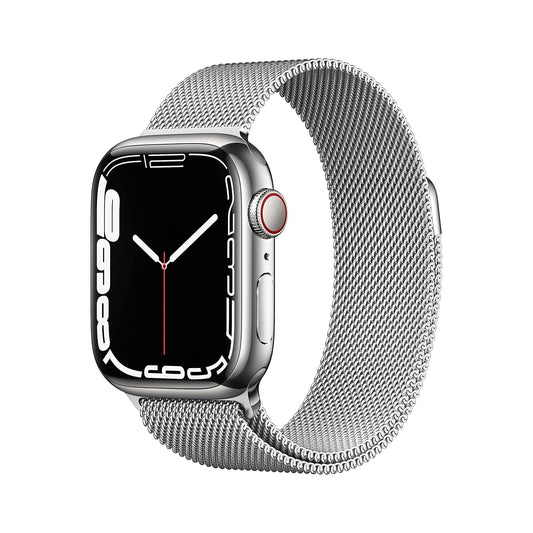 Apple Watch Series 7 – GPS + Cellular 41mm (Silver Stainless Steel Case with Silver Milanese Loop)