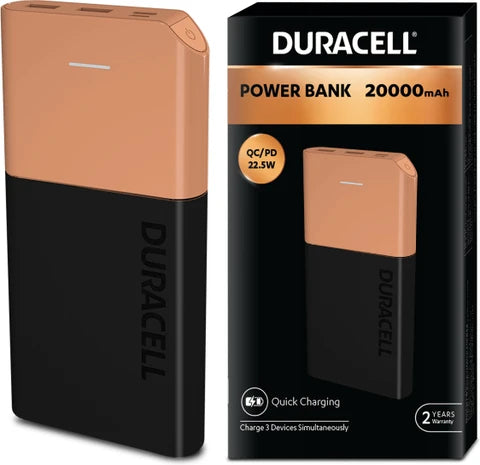 DURACELL 20000mAh 22.5W Fast Charging Power Bank – Multicolor