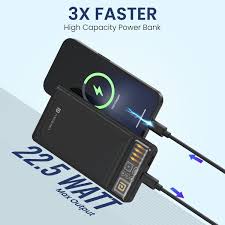 Portronics Luxcell C 10K – 10000mAh 22.5W Fast Charging Ultra Slim Power Bank (Black)