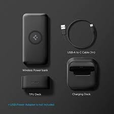 Spigen 10000mAh 20W Wireless Power Bank – Sleek, Fast & Reliable (Black)