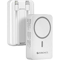ZEBRONICS 10000mAh 22.5W Wireless MagSafe Nano Power Bank – White