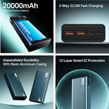 boAt 20000mAh 22.5W Power Bank – High-Capacity, Fast & Stylish (Steel Blue)